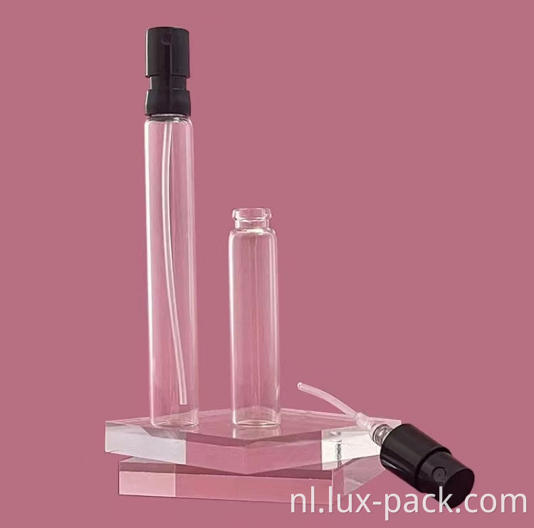 Lege pocket aangepaste cosmetische mini -ronde plastic dop spray glazen parfumfles